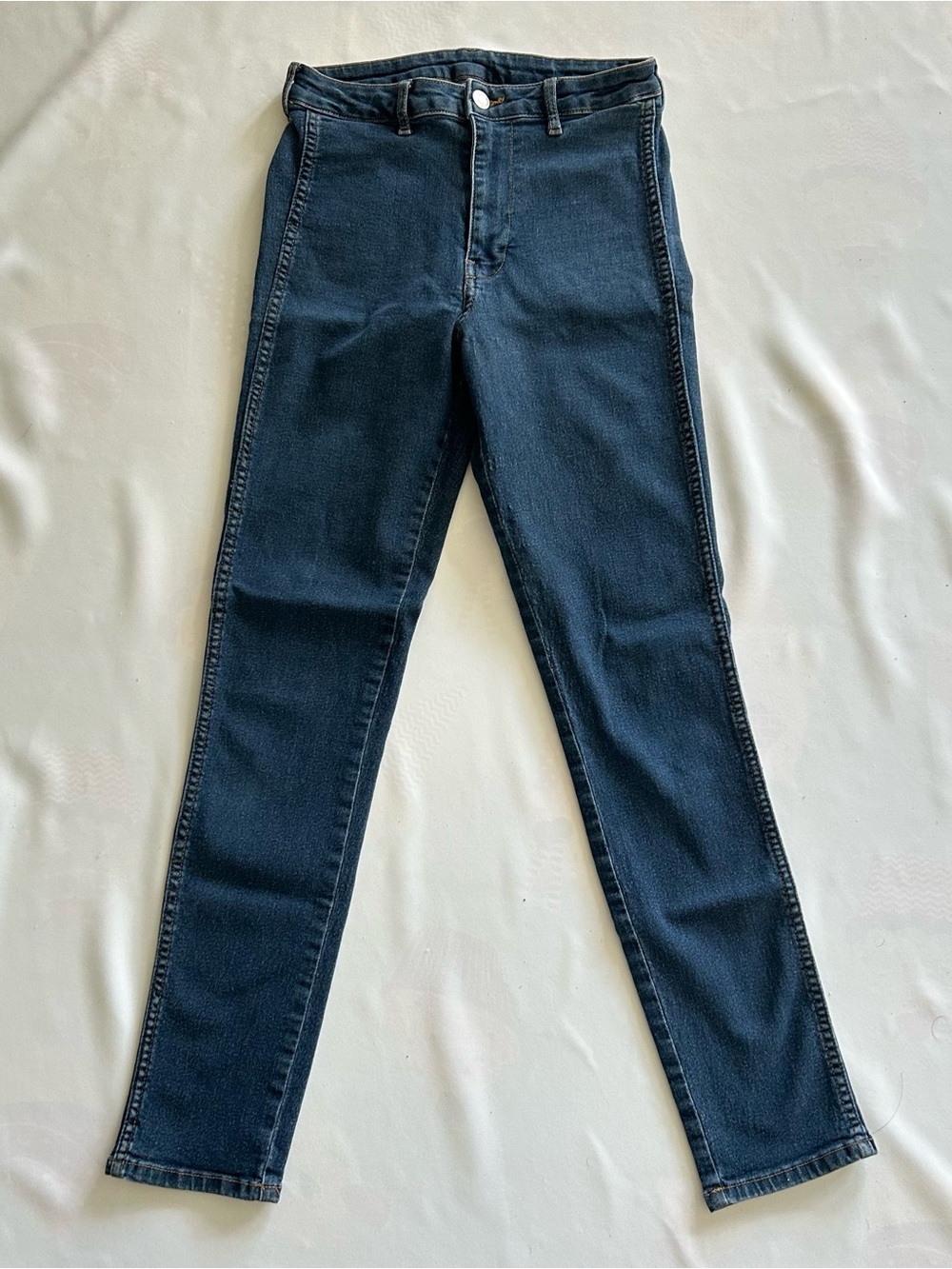 NWOT H&M Dark Wash Bootcut Ankle Skinny Jeans 27” High Rise Cotton Blend Pockets